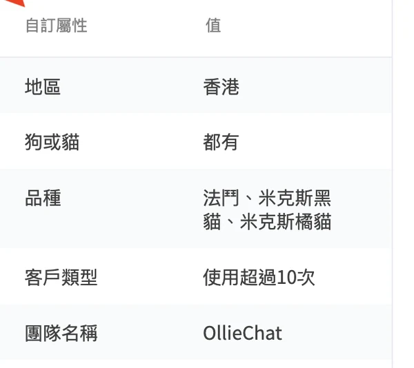 對話右側的自訂屬性